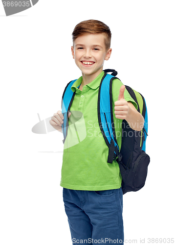 Image of happy student boy with school bag