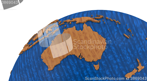 Image of Australia on wooden Earth
