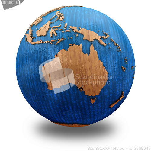 Image of Australia on wooden Earth