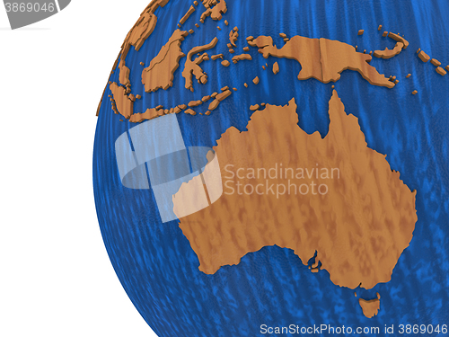 Image of Australia on wooden Earth