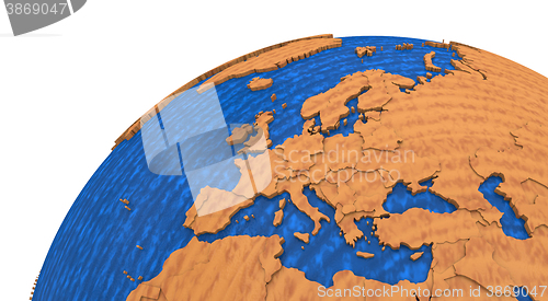 Image of Europe on wooden Earth