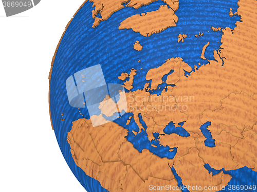 Image of Europe on wooden Earth