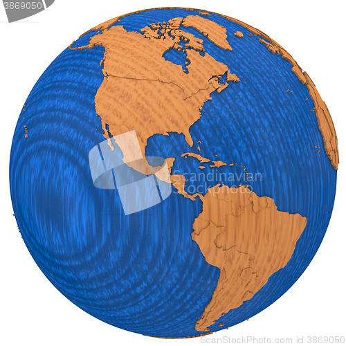 Image of Americas on wooden Earth