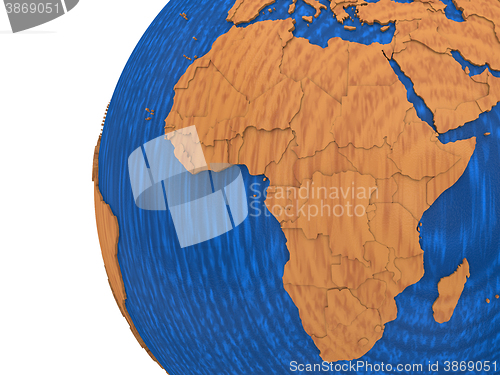 Image of Africa on wooden Earth