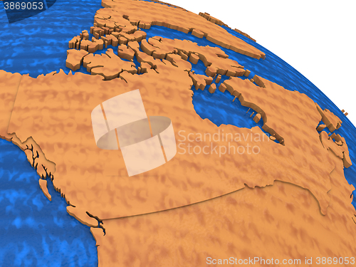 Image of Canada on wooden Earth