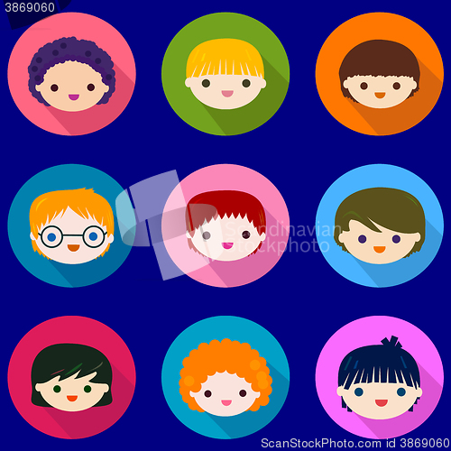 Image of kids faces set 