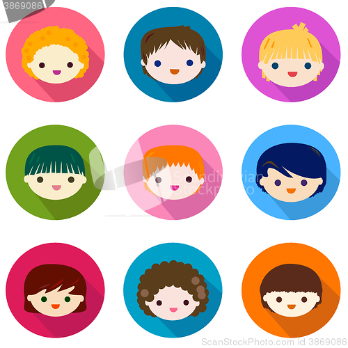 Image of kids faces set 