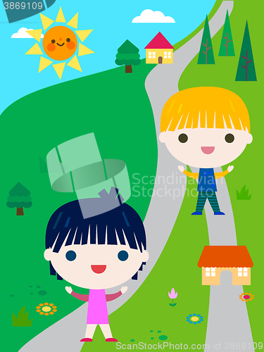 Image of happy little kids summer camp