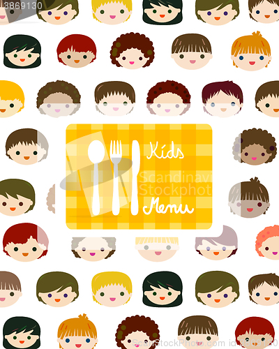 Image of kids faces menu background