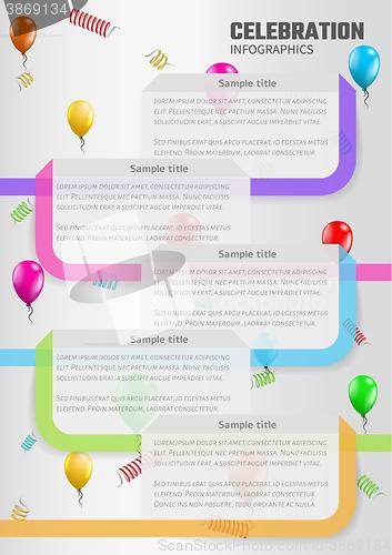 Image of celebration infographics with balloons