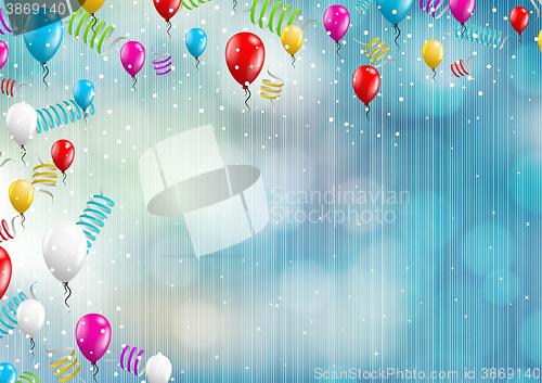 Image of background with balloons and confetti