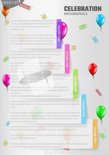 Image of celebration infographics with balloons