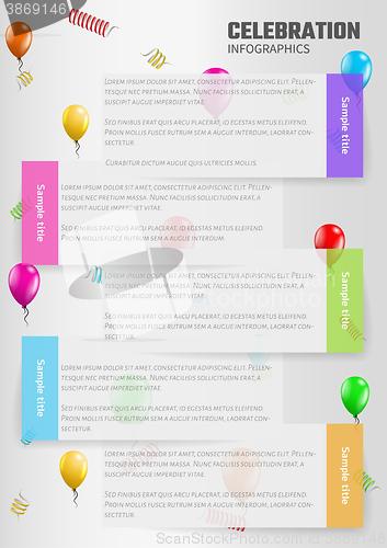 Image of celebration infographics with balloons