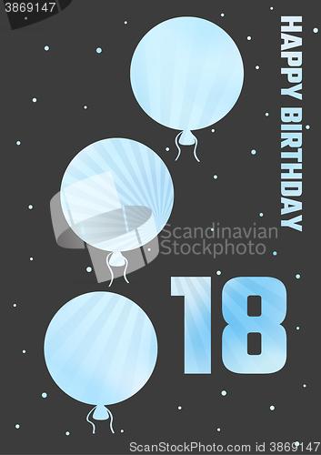 Image of birthday illustration with color ballons