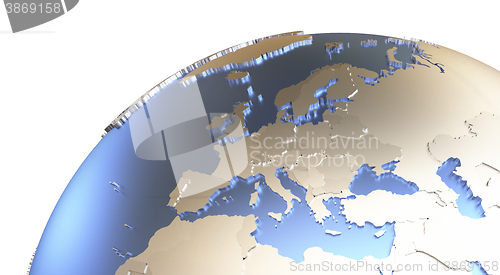 Image of Europe on metallic Earth