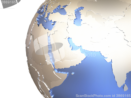 Image of Middle East on metallic Earth