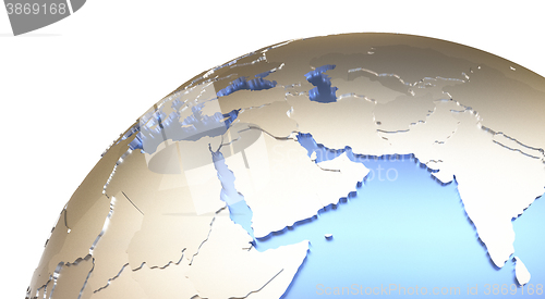 Image of Middle East on metallic Earth