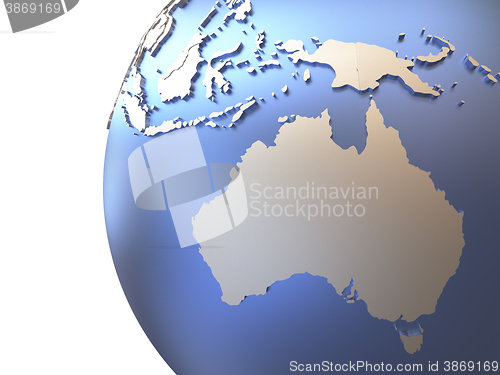 Image of Australia on metallic Earth