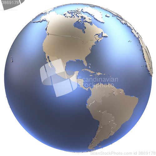 Image of Americas on metallic Earth