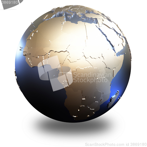 Image of Africa on metallic Earth