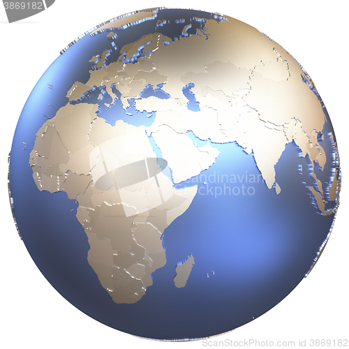 Image of Africa on metallic Earth