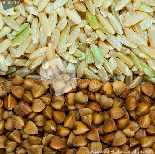 Image of brown rice and buckwheat