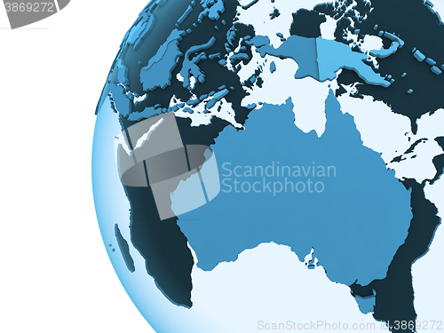 Image of Australia on translucent Earth