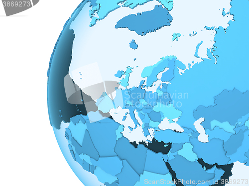 Image of Europe on translucent Earth