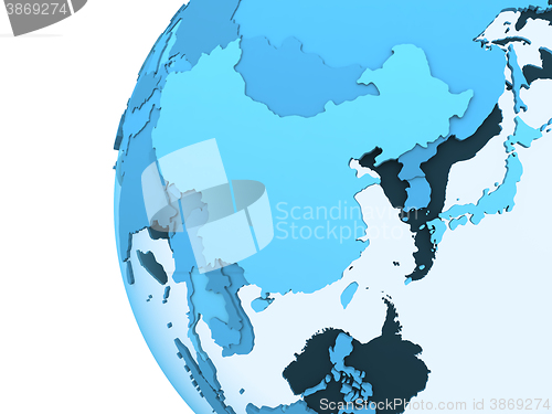 Image of Asia on translucent Earth