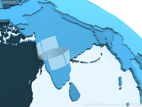 Image of India on translucent Earth