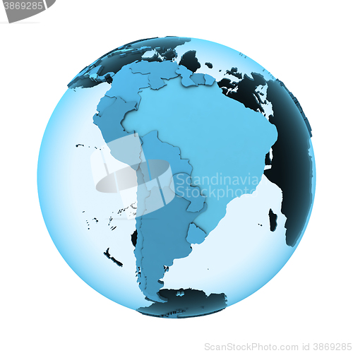 Image of South America on translucent Earth