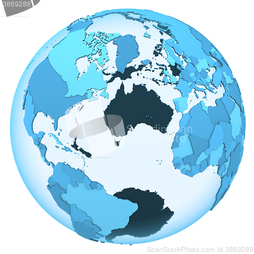 Image of North America and Europe on translucent Earth