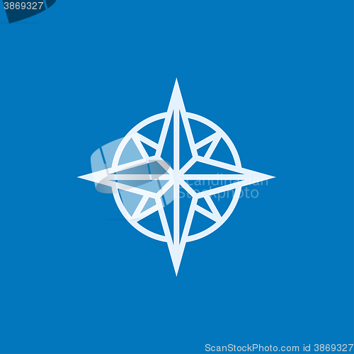 Image of Compass wind rose line icon.