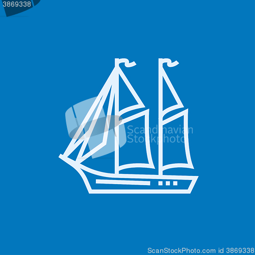 Image of Sailboat line icon.