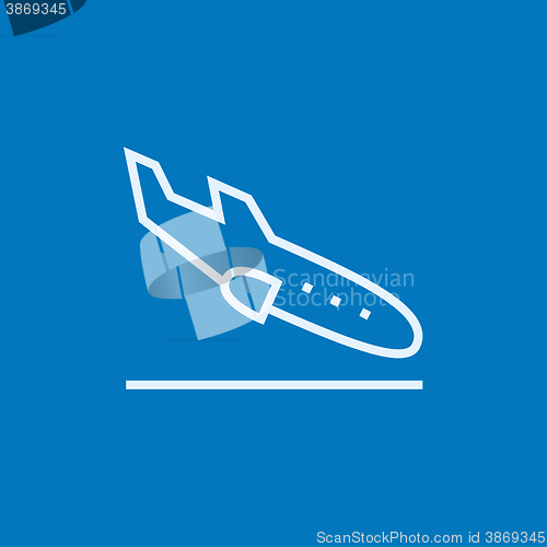 Image of Landing aircraft line icon.