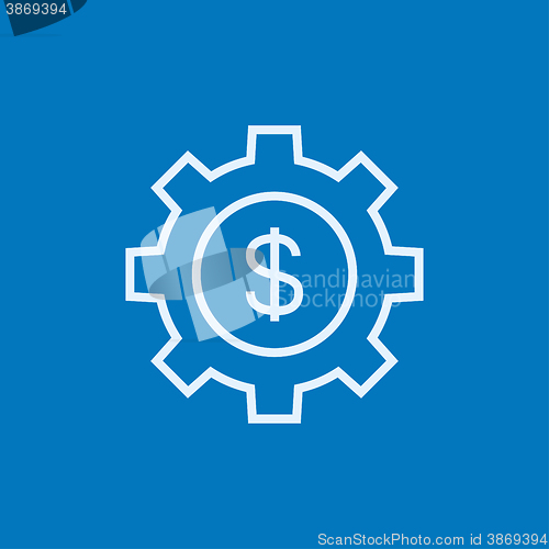 Image of Gear with dollar sign line icon.