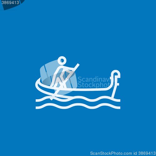 Image of Sailor rowing boat line icon.