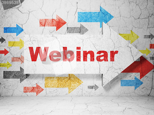Image of Studying concept: arrow with Webinar on grunge wall background