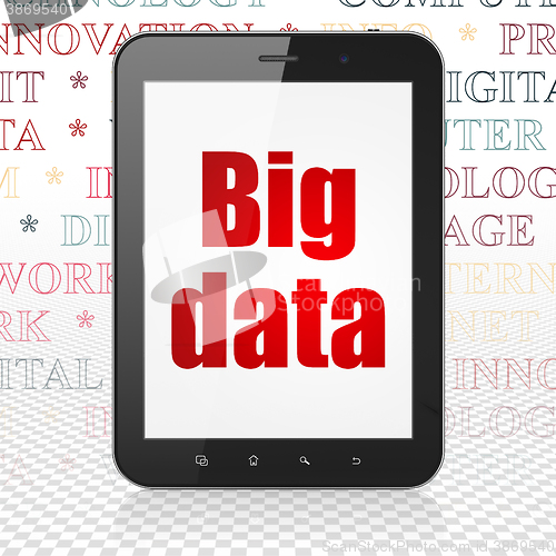 Image of Data concept: Tablet Computer with Big Data on display