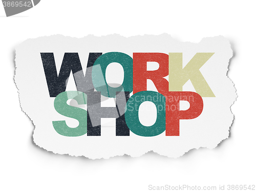 Image of Studying concept: Workshop on Torn Paper background