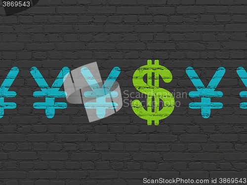 Image of Money concept: dollar icon on wall background