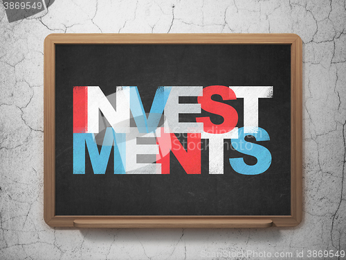 Image of Currency concept: Investments on School board background