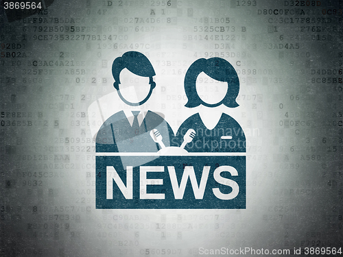 Image of News concept: Anchorman on Digital Paper background