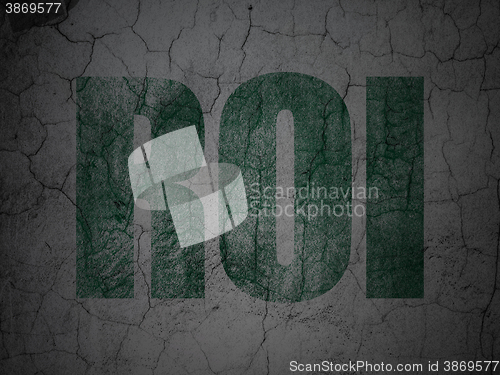 Image of Business concept: ROI on grunge wall background