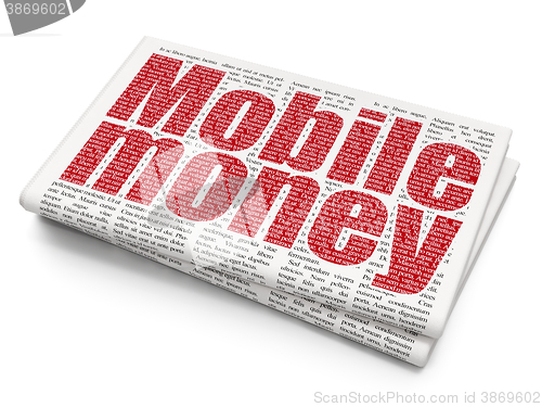 Image of Banking concept: Mobile Money on Newspaper background