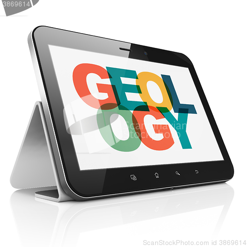 Image of Science concept: Tablet Computer with Geology on  display