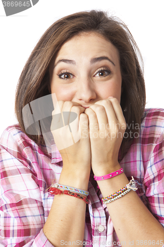 Image of portrait of a beautiful young short haired woman