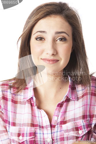 Image of portrait of a beautiful young short haired woman