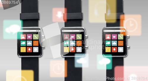 Image of close up of smart watch with menu icons on screen