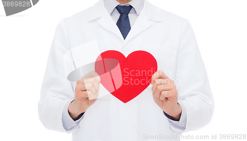 Image of male doctor with red heart